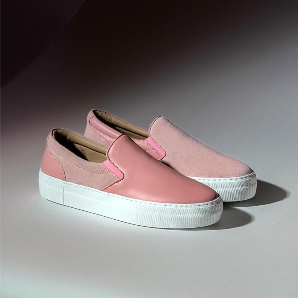 NW X GREATS Pink Leather Slip On Sneakers Size 8.5 US